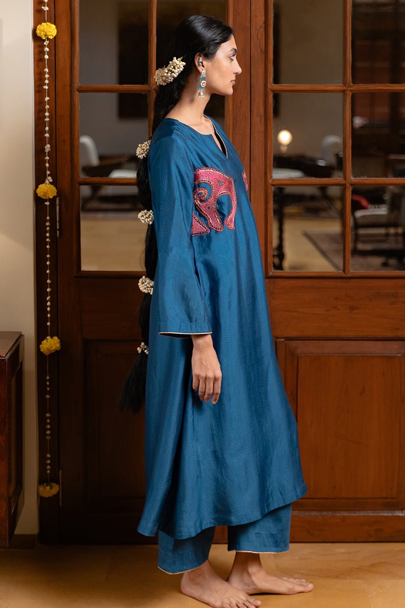 Blue Raw Silk Co-ord Set