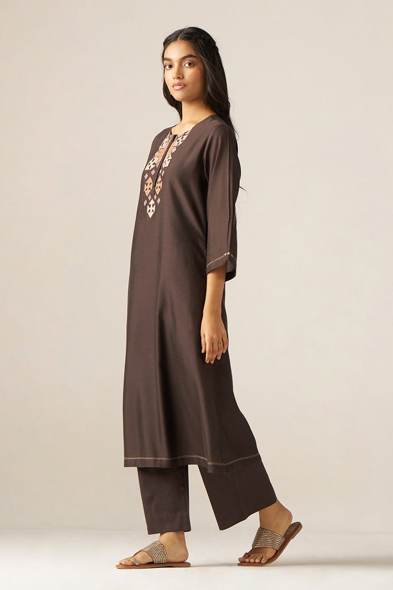 Bracken Brown Silk Co-ord Set