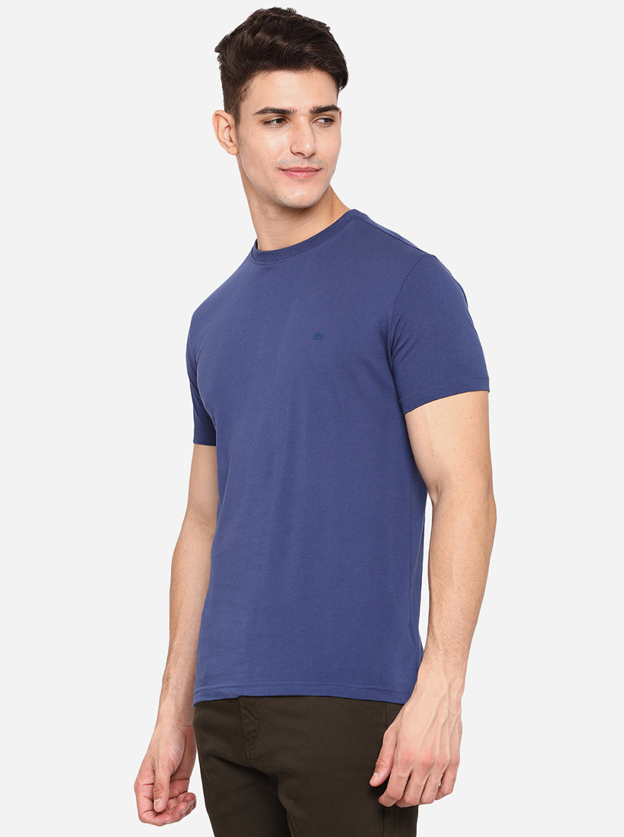 Ensigna Blue Solid Slim Fit T-Shirt | pehervi