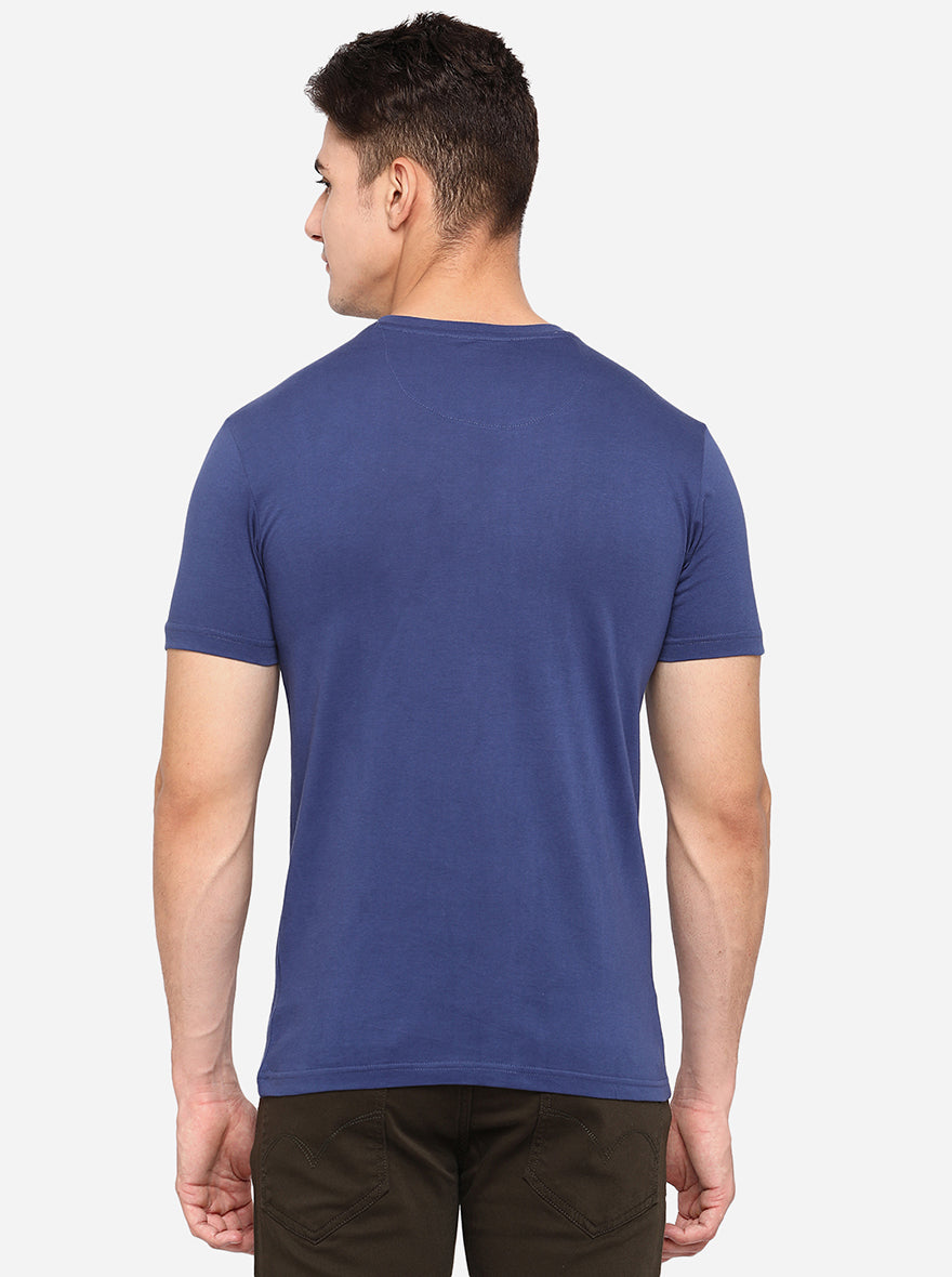 Ensigna Blue Solid Slim Fit T-Shirt | pehervi