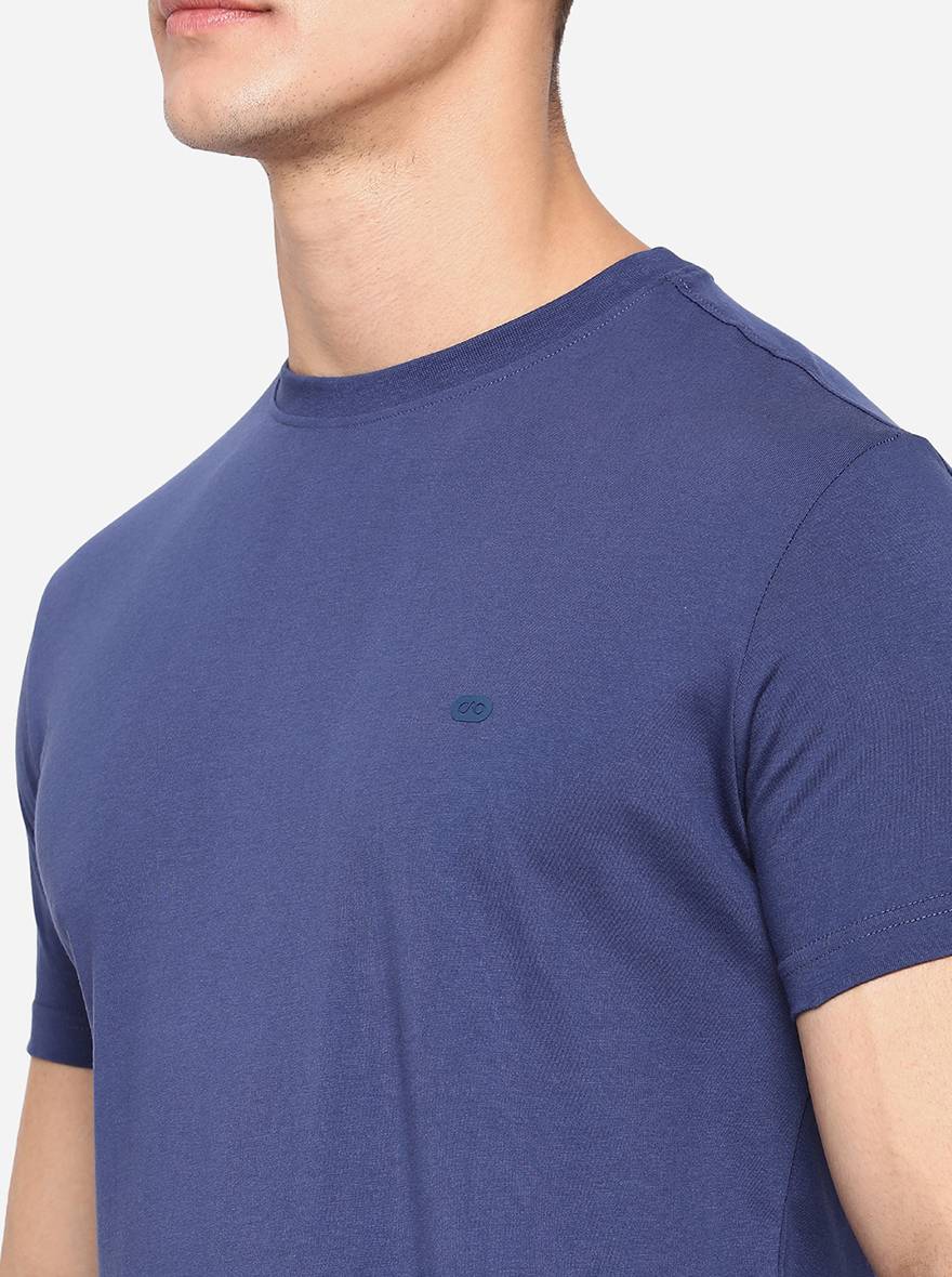 Ensigna Blue Solid Slim Fit T-Shirt | pehervi