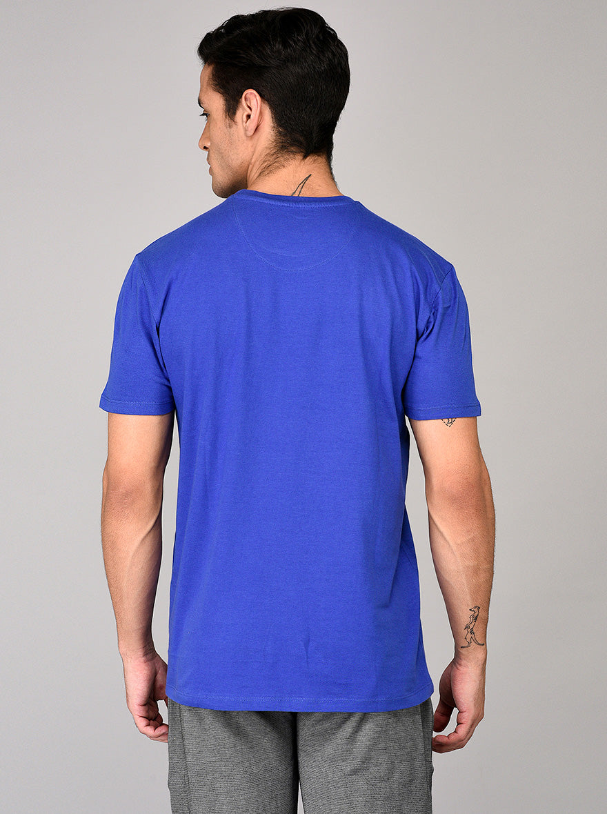 Blue Slim Fit Round Neck T-shirt | pehervi