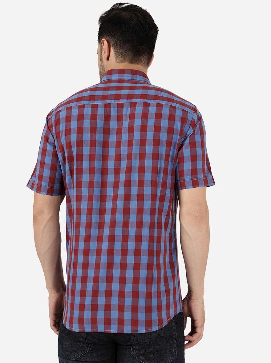 Bonnie Blue Checked Smart Fit Semi Casual Shirt | Pehervi