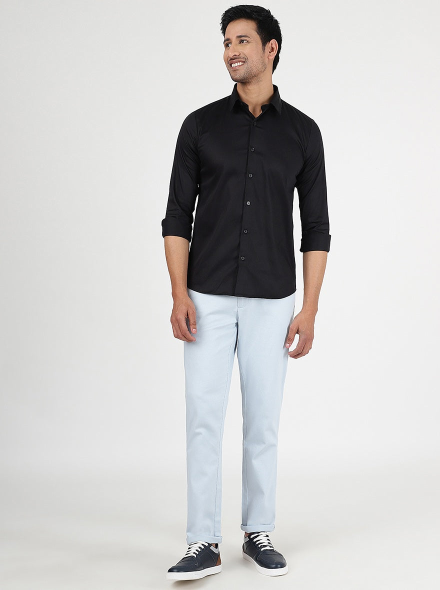 Black Solid Slim Fit Casual Shirt | pehervi