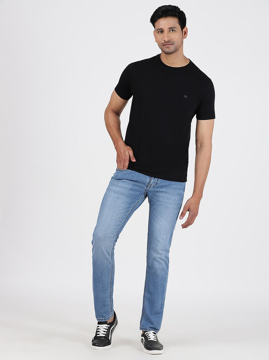 Black Solid Slim Fit T-Shirt | pehervi