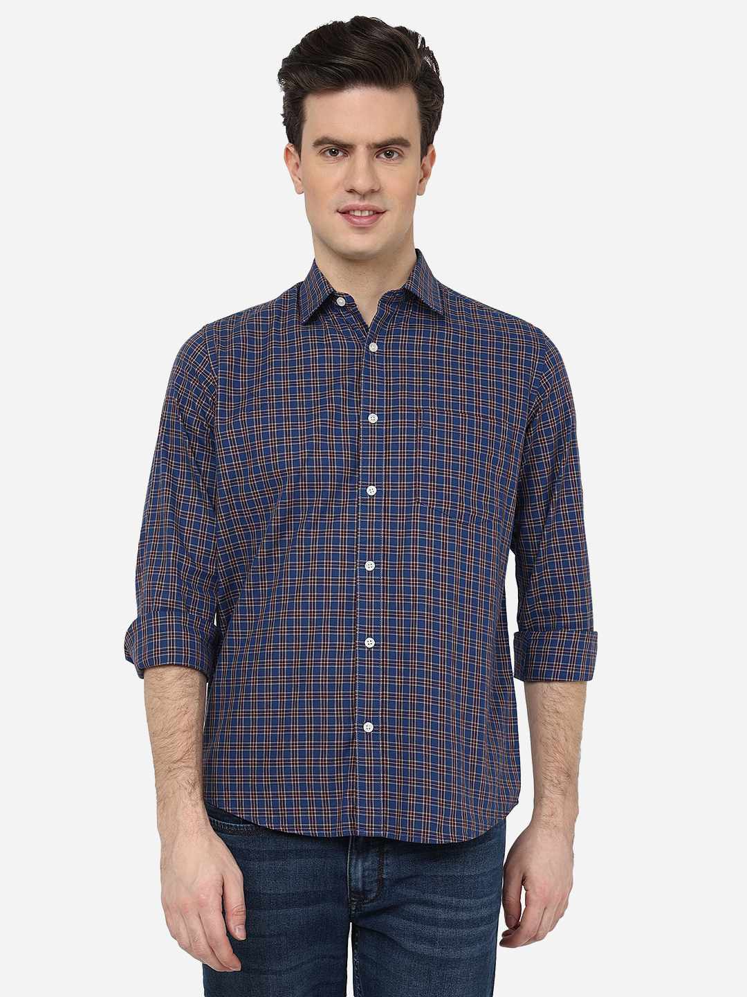 Dutch Blue Checked Smart Fit Semi Casual Shirt | Pehervi