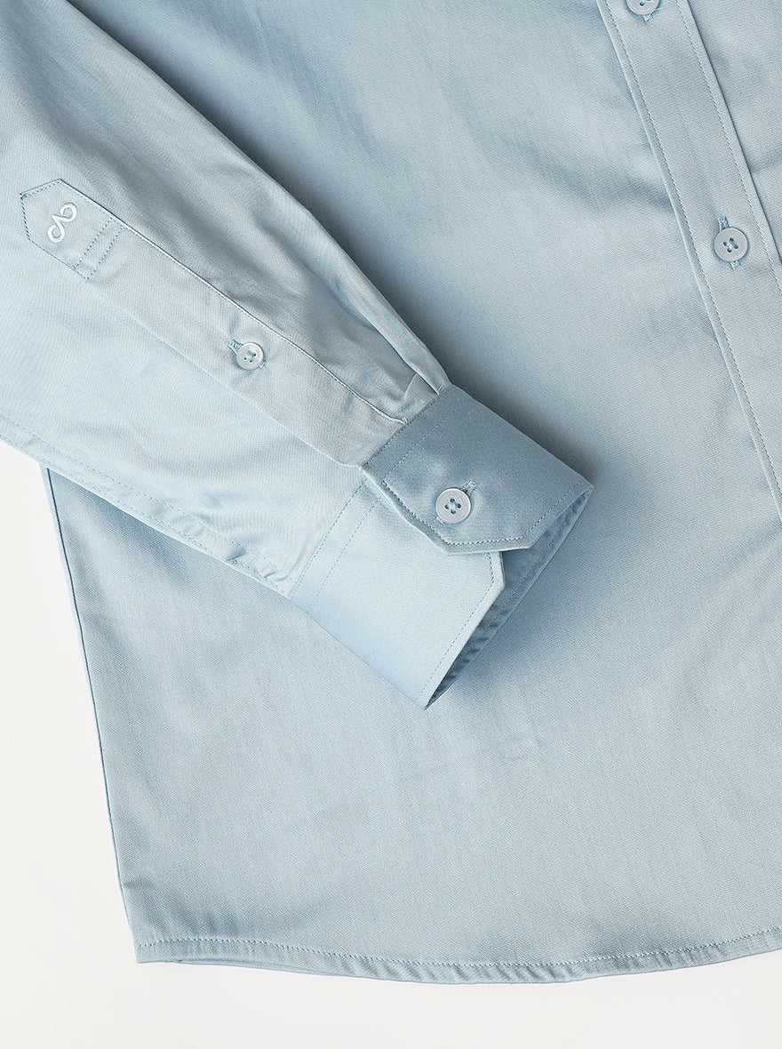 Cloud Blue Solid Slim Fit Casual Shirt | pehervi