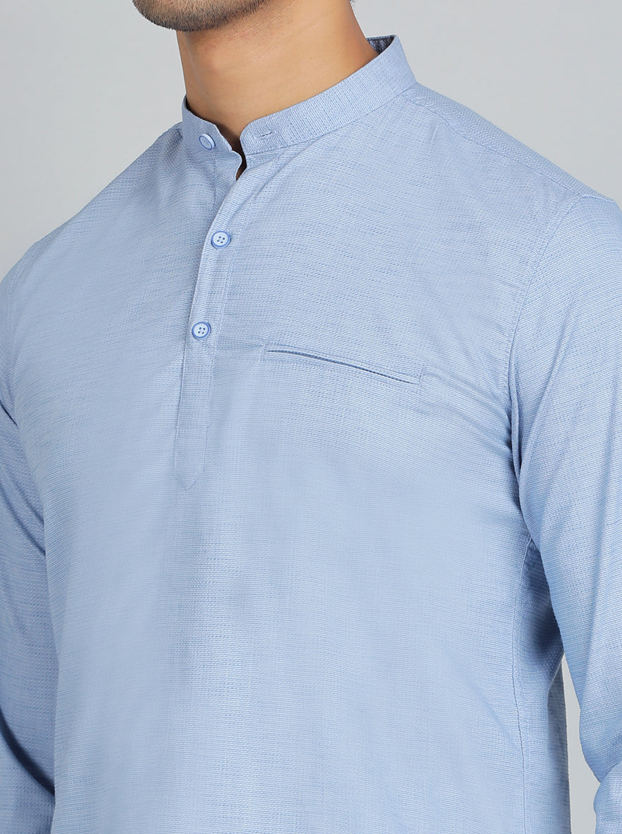 Blue Solid Slim Fit Casual Shirt | pehervi