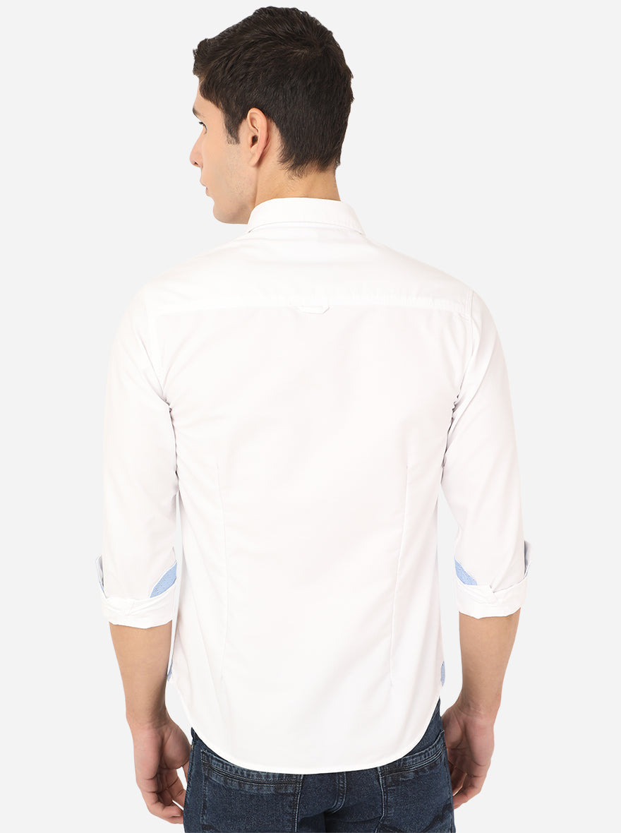 Bright White Solid Slim Fit Semi Casual Shirt | Pehervi