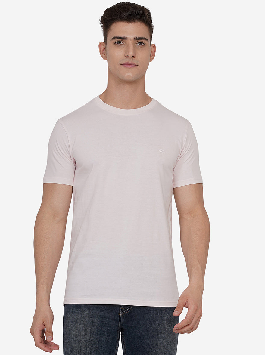 Delicacy Pink Solid Slim Fit T-Shirt | pehervi