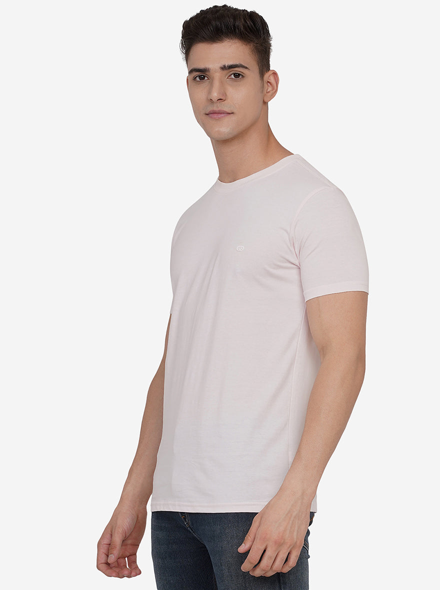 Delicacy Pink Solid Slim Fit T-Shirt | pehervi