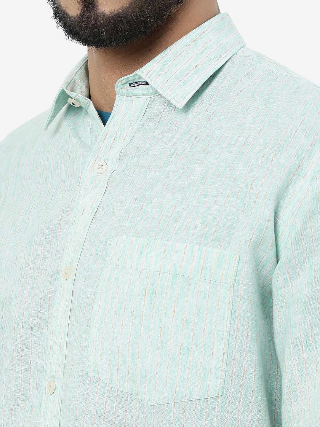 Brook Green Striped Slim Fit Semi Casual Shirt | Pehervi