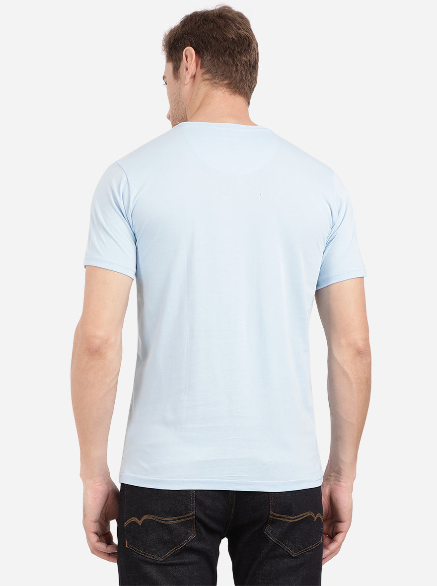 Dream Blue Printed Slim Fit T-Shirt | pehervi