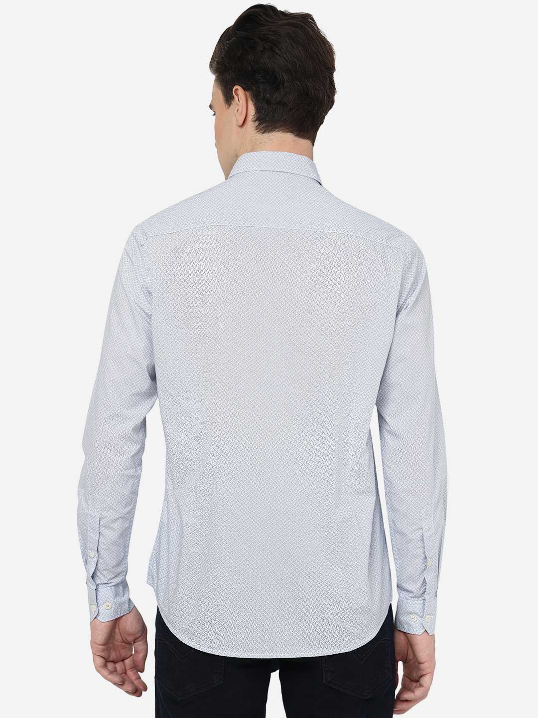 Light Blue Printed Smart Fit Semi Casual Shirt | Pehervi