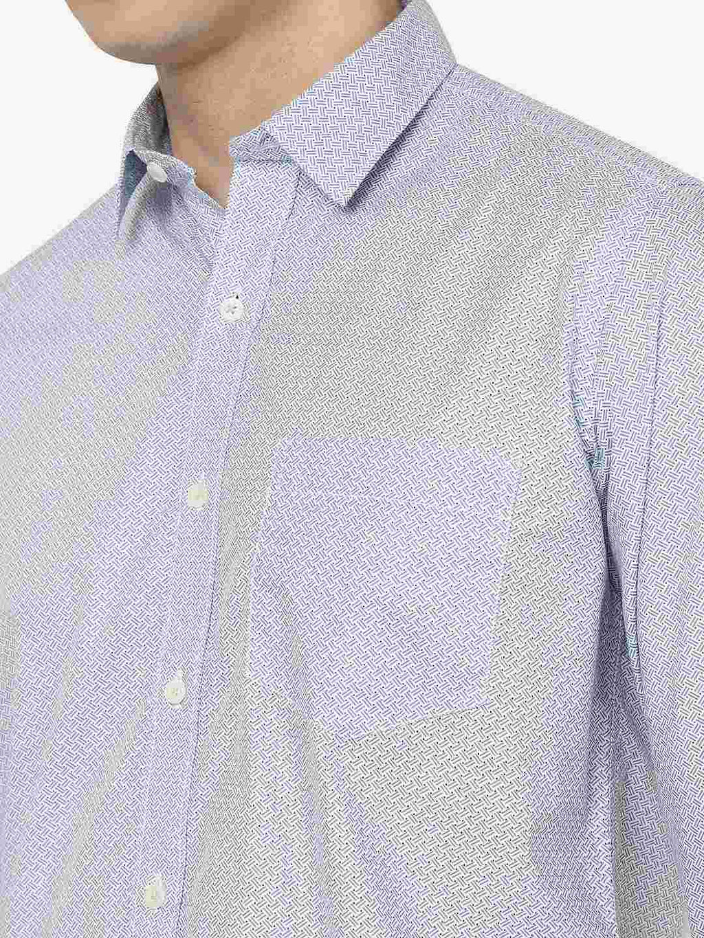 Light Blue Printed Smart Fit Semi Casual Shirt | Pehervi