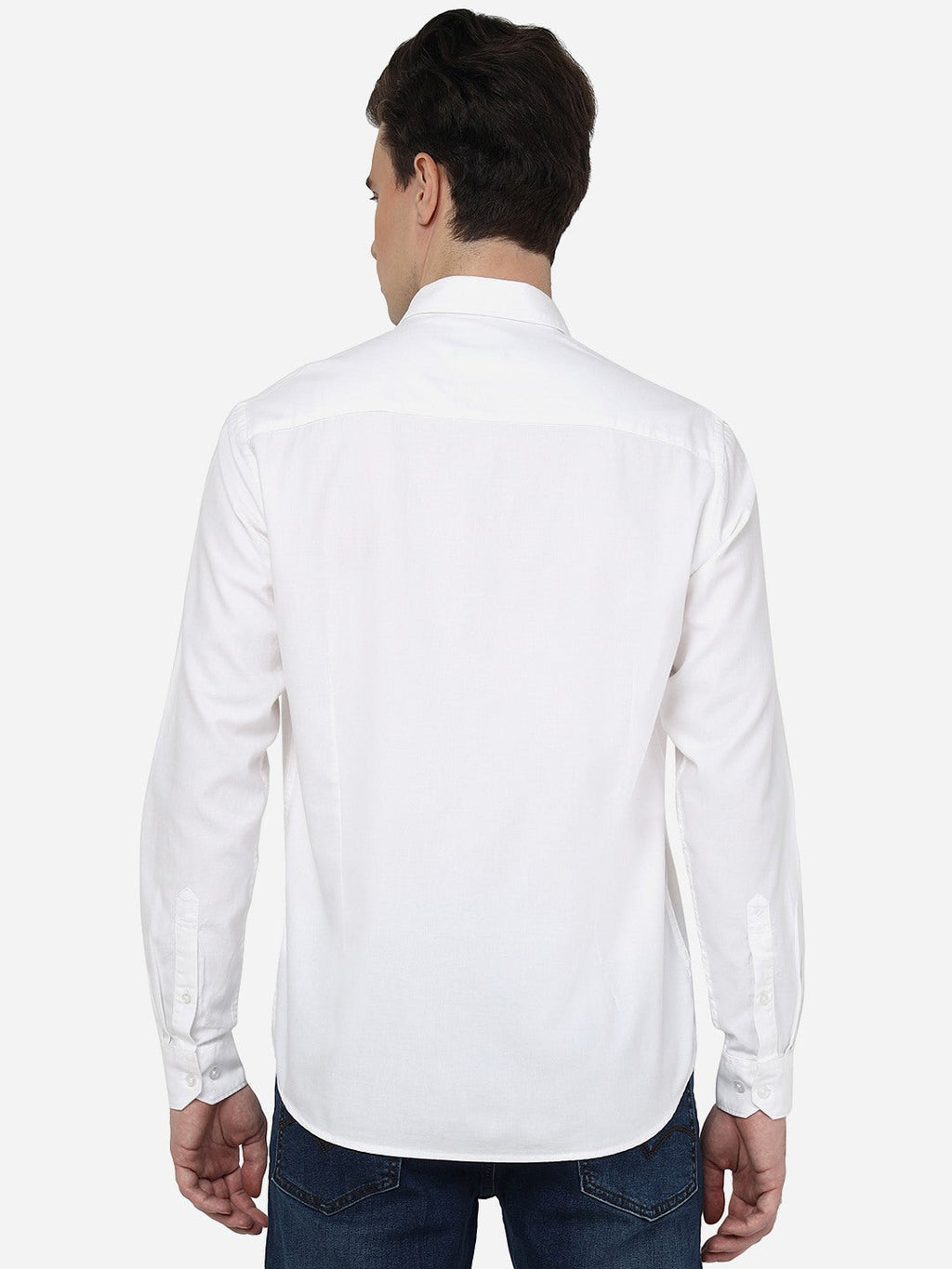 White Solid Smart Fit Semi Casual Shirt | Pehervi