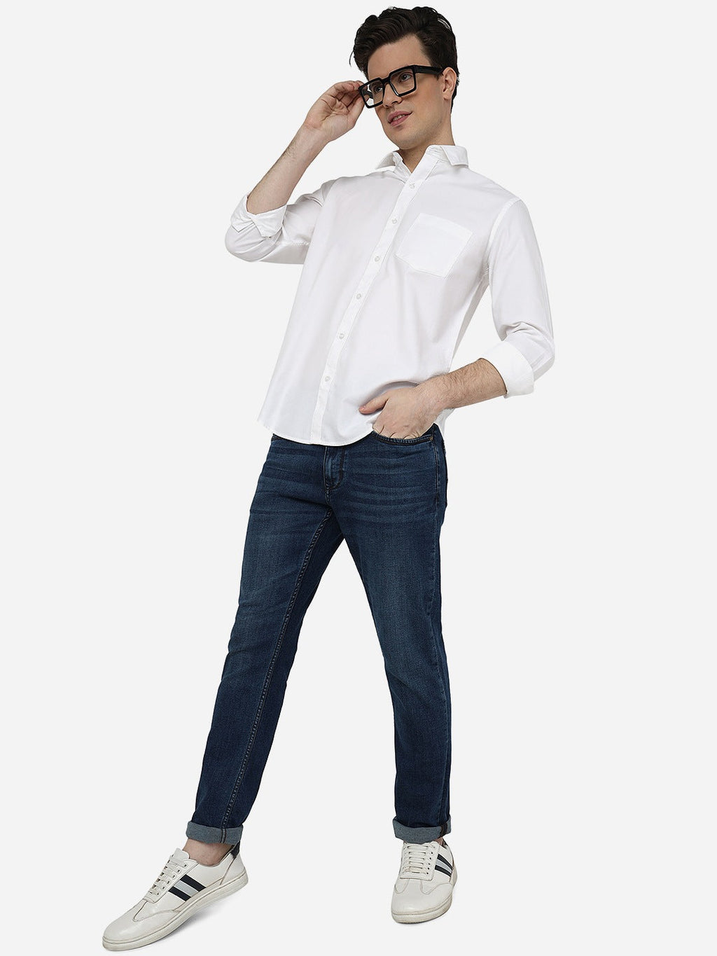 White Solid Smart Fit Semi Casual Shirt | Pehervi