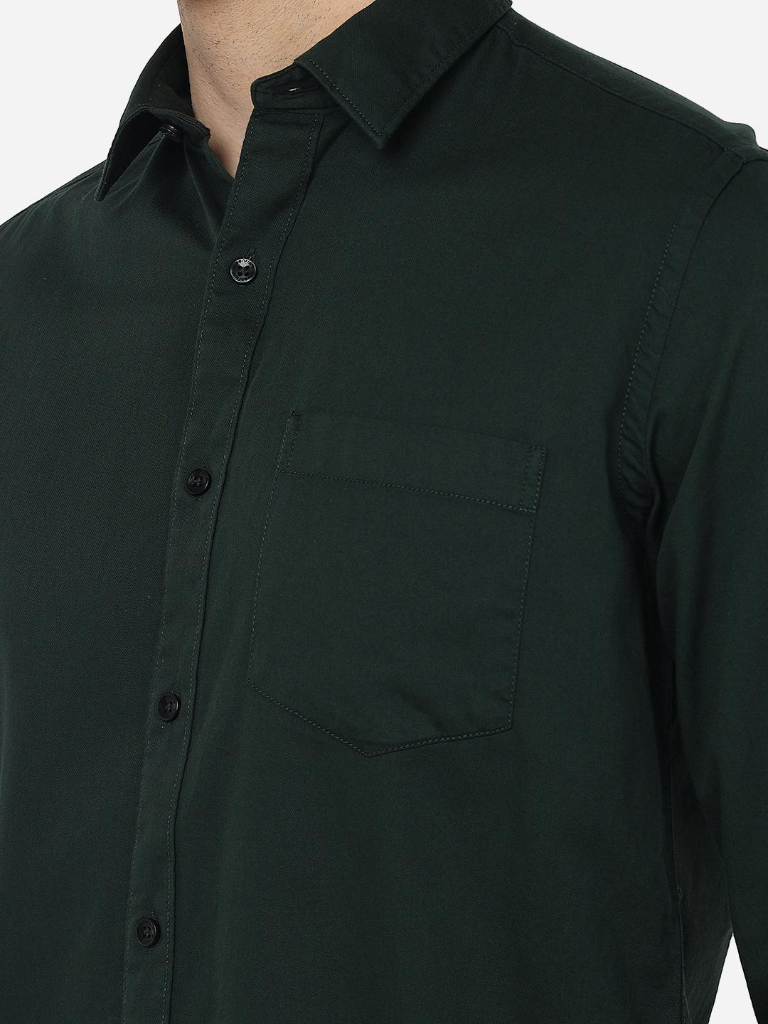 Bottle Green Solid Smart Fit Semi Casual Shirt | Pehervi