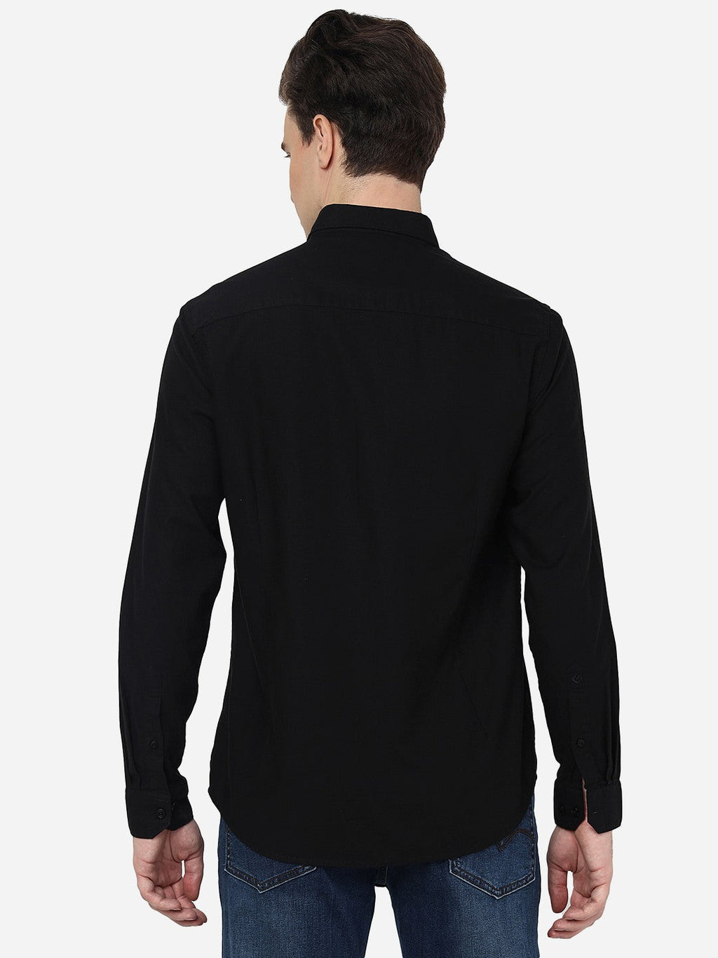 Black Solid Smart Fit Semi Casual Shirt | Pehervi