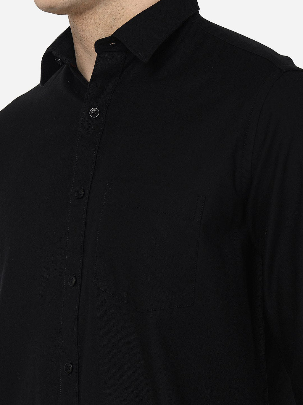 Black Solid Smart Fit Semi Casual Shirt | Pehervi