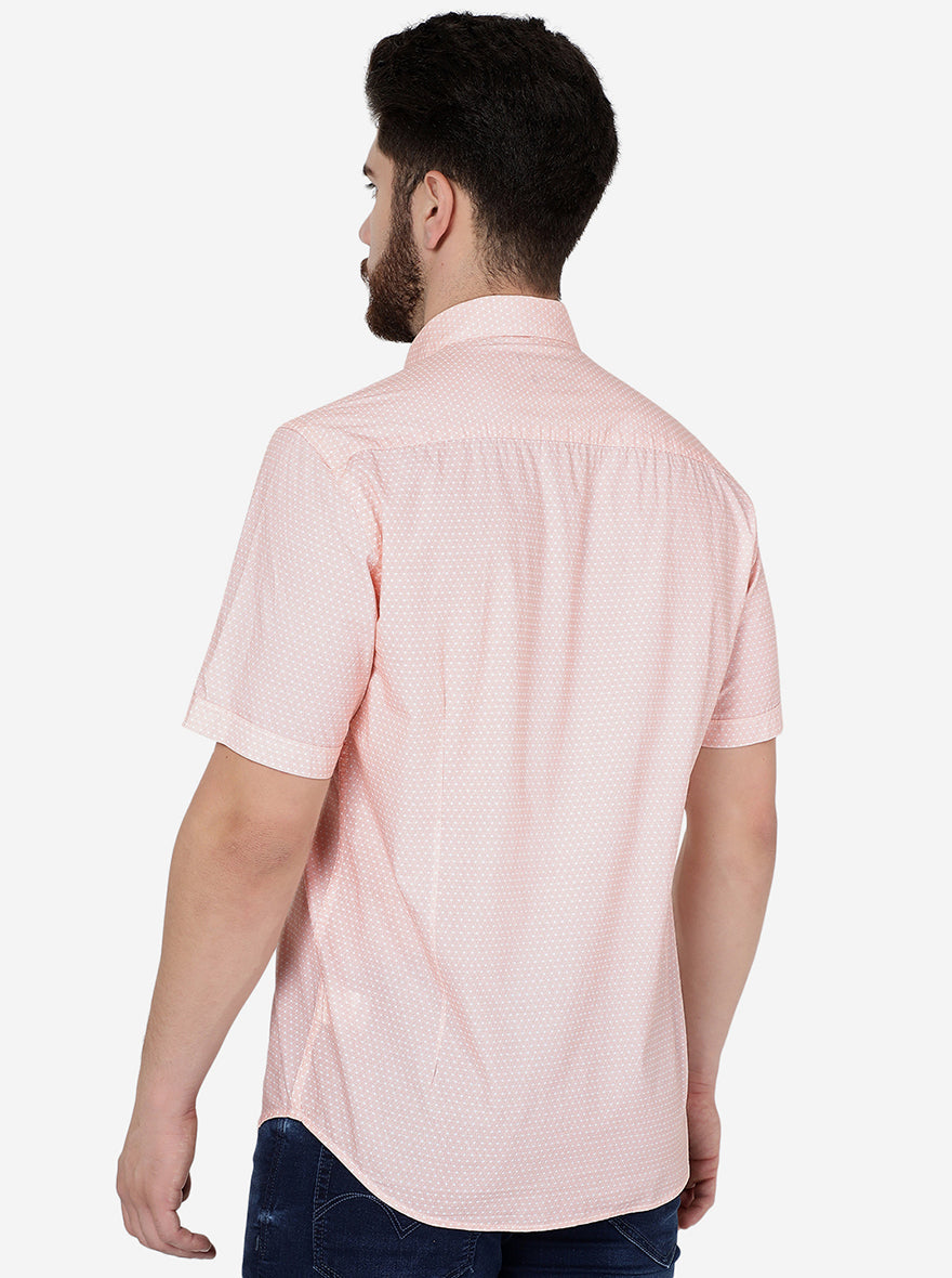 Orange Printed Smart Fit Semi Casual Shirt | Pehervi