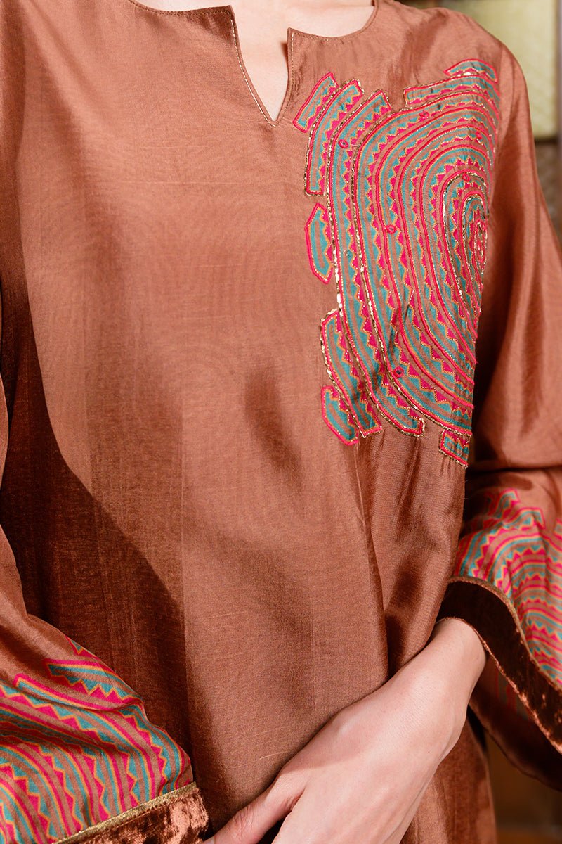 Milk Chocolate Brown Raw Silk Co-ord Set