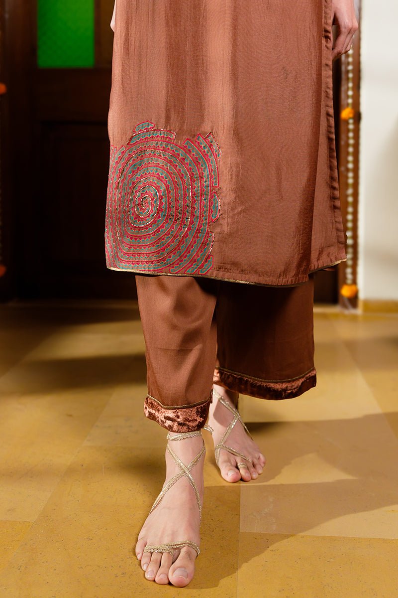 Milk Chocolate Brown Raw Silk Co-ord Set