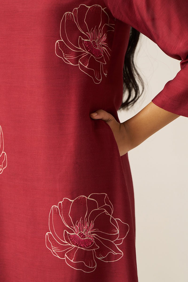 Tibetan Red Flower Print Co-ord Set