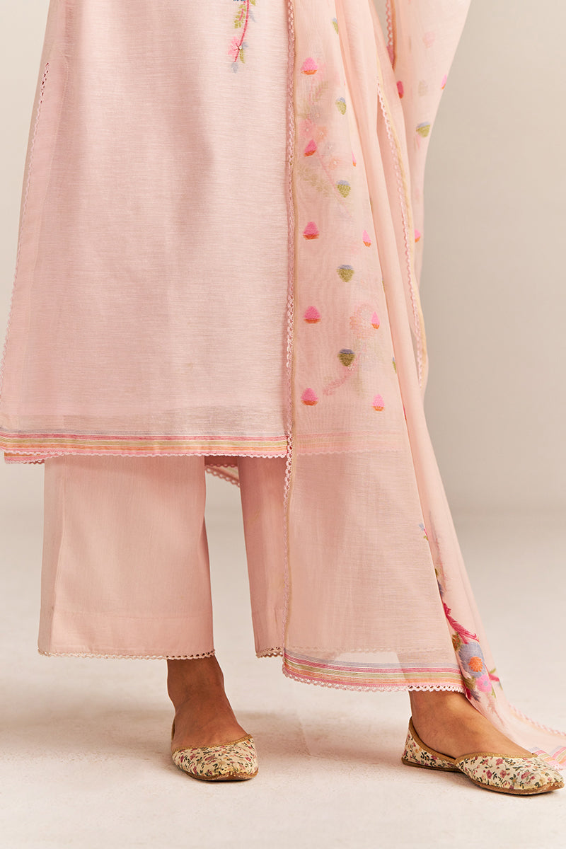 Primrose Pink Woven Kurta Set