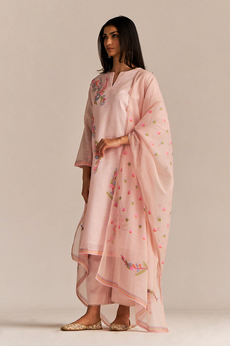 Primrose Pink Woven Kurta Set