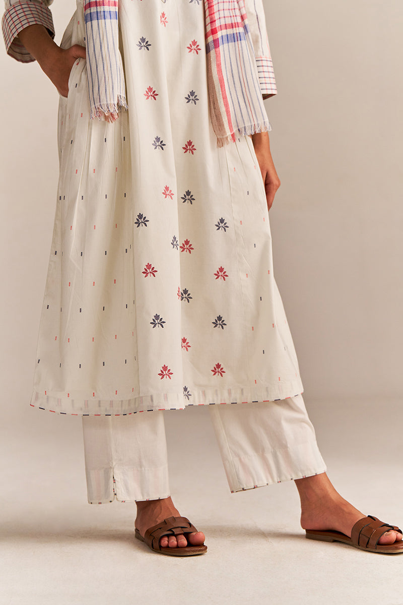 Off-White Cotton Embroidered Kurta Set