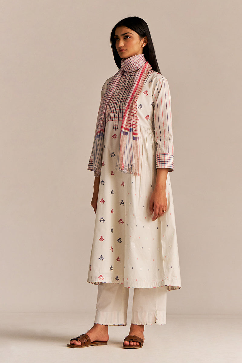 Off-White Cotton Embroidered Kurta Set