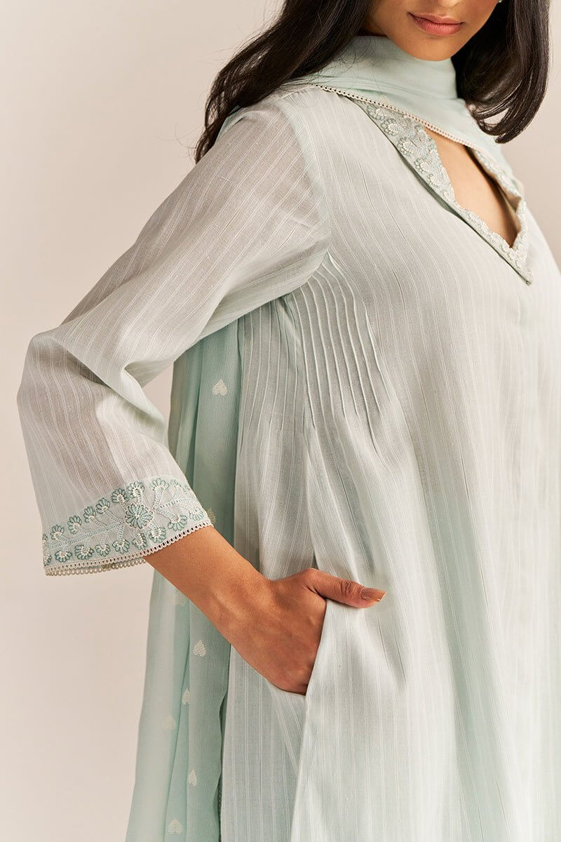 Soothing Sea Woven Cotton Kurta Set