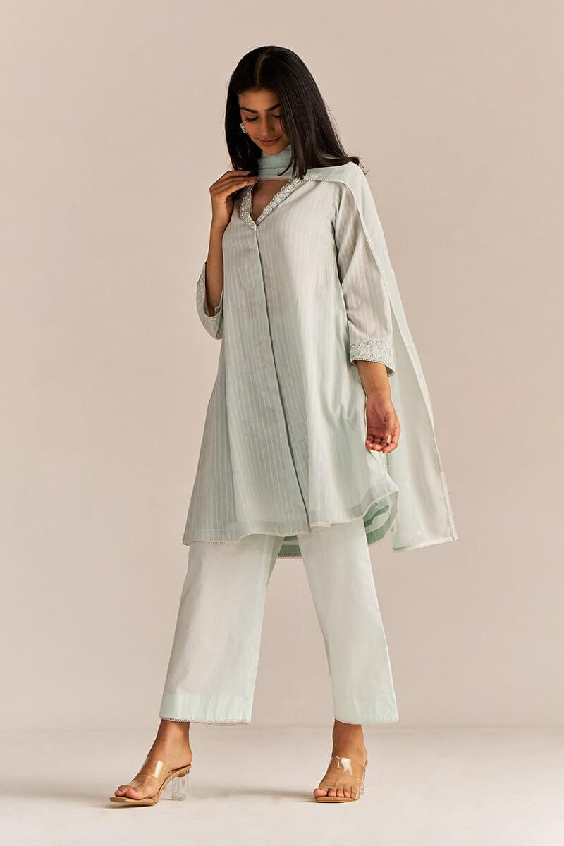 Soothing Sea Woven Cotton Kurta Set