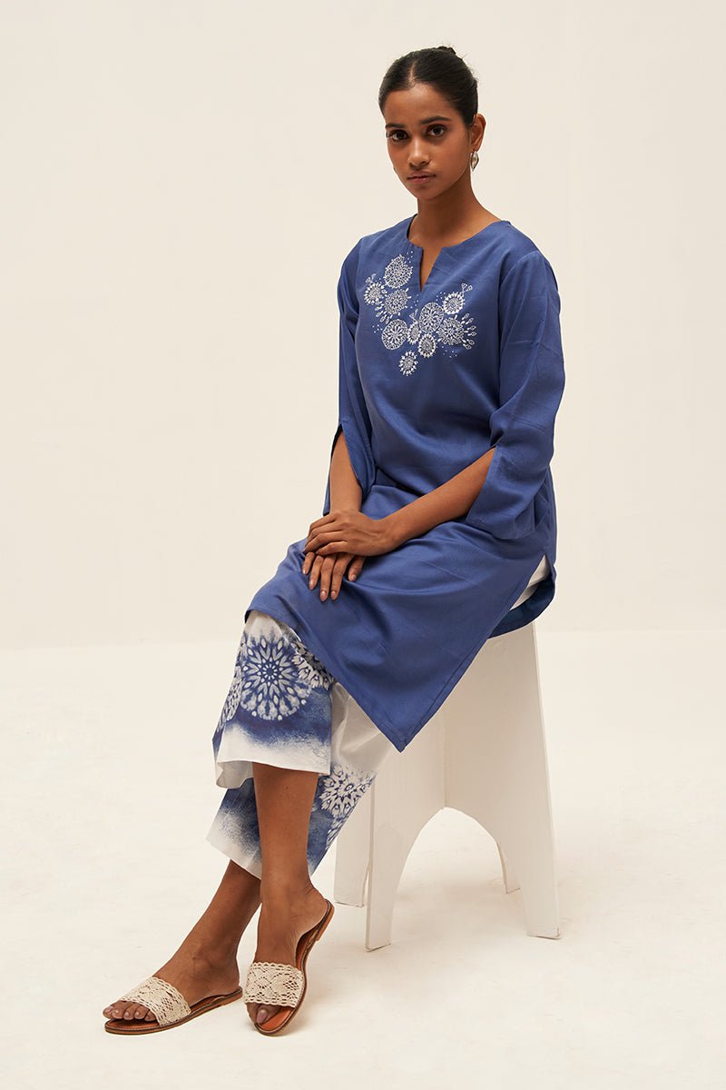 Blue and White Cotton Co-ord Set