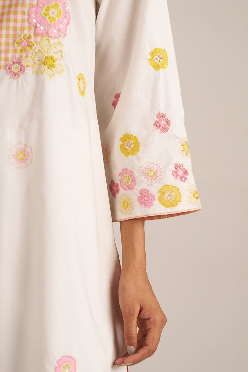 Ivory and Multi Color Embroidered Floral Co-ord Set