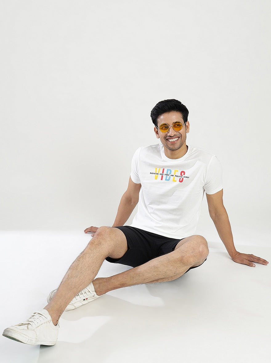White Printed Slim Fit T-Shirt | pehervi