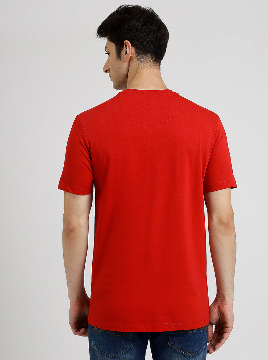 Red Solid Slim Fit T-Shirt | pehervi