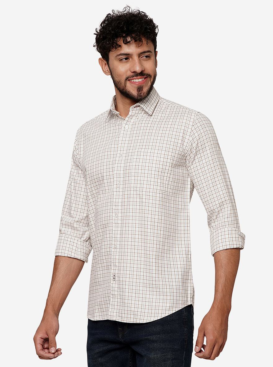 White Checked Smart Fit Semi Casual Shirt | Pehervi
