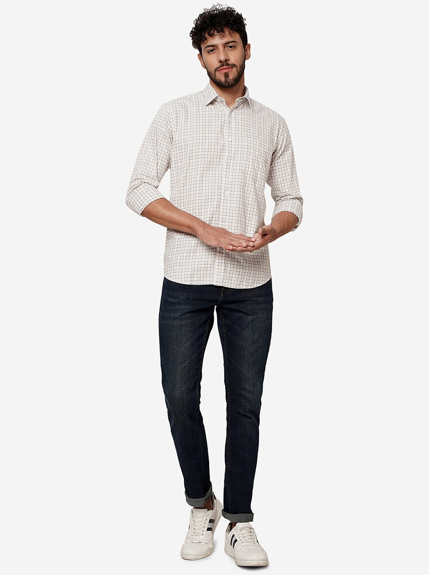 White Checked Smart Fit Semi Casual Shirt | Pehervi