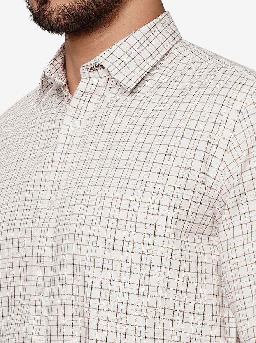 White Checked Smart Fit Semi Casual Shirt | Pehervi
