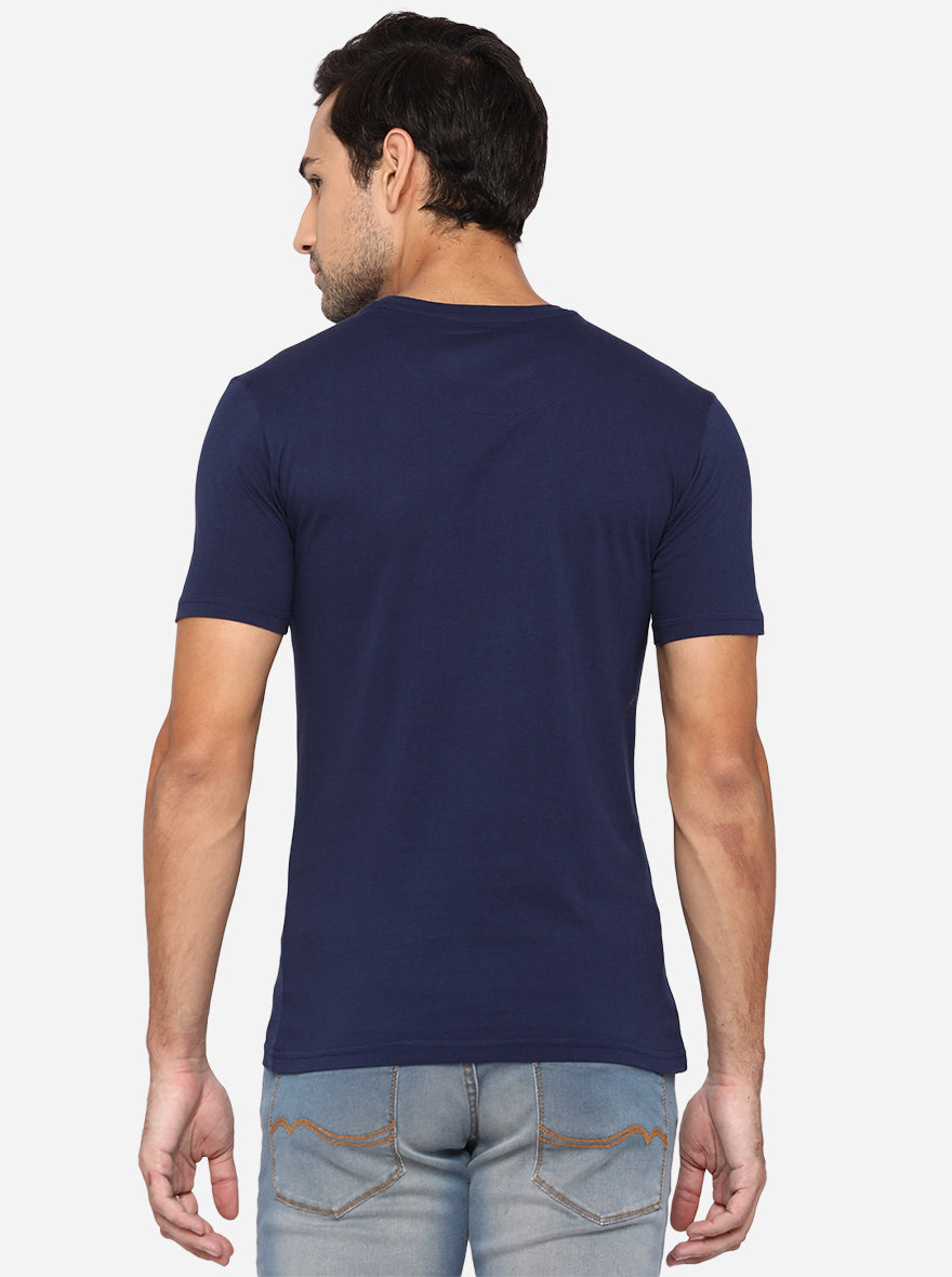 Dress Blue Solid Slim Fit T-Shirt | pehervi