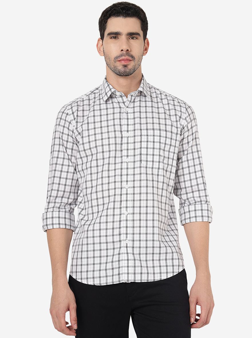 White Checked Smart Fit Semi Casual Shirt | Pehervi