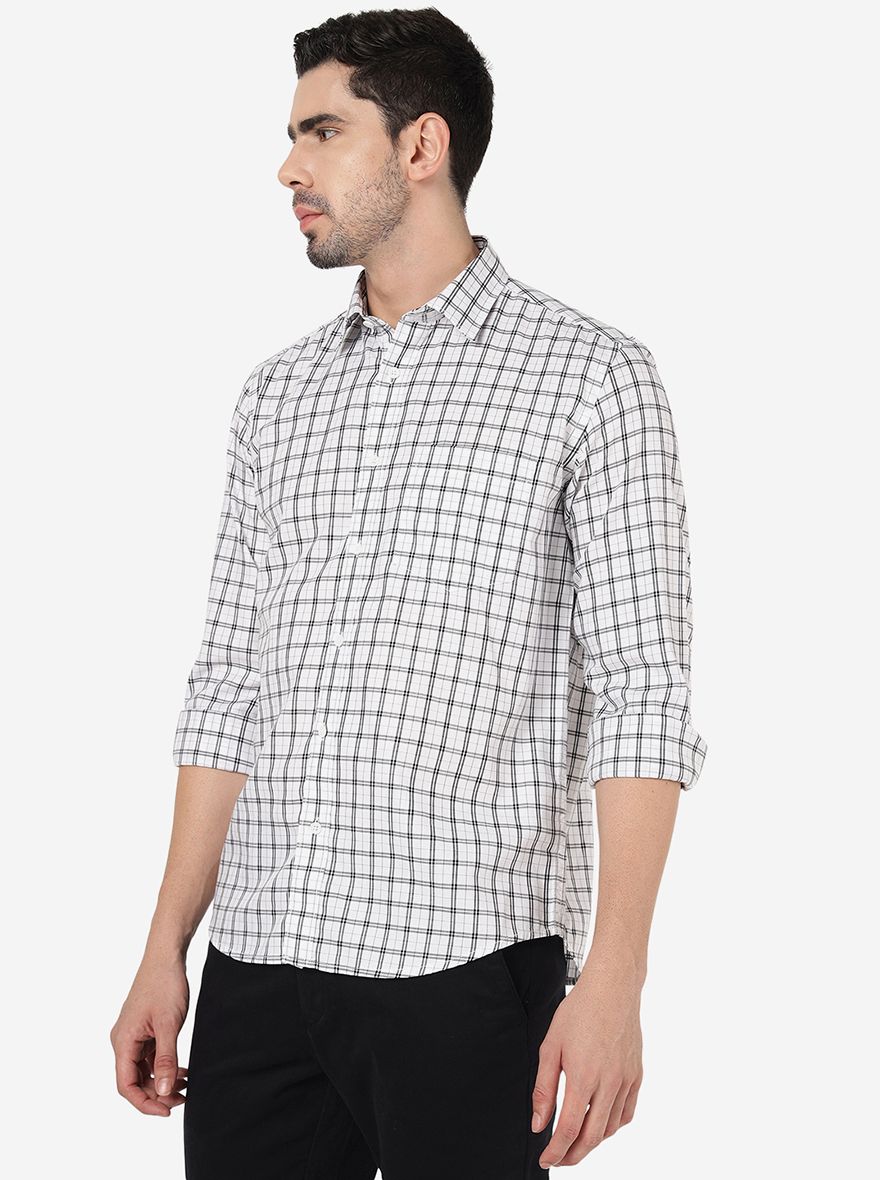 White Checked Smart Fit Semi Casual Shirt | Pehervi