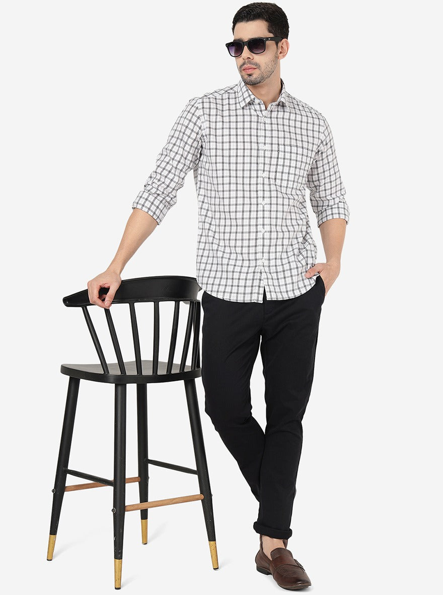 White Checked Smart Fit Semi Casual Shirt | Pehervi