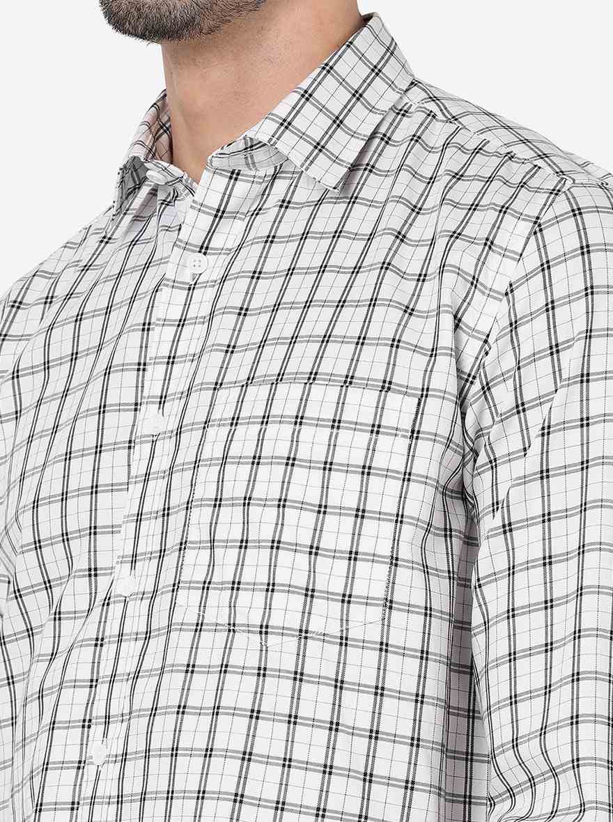 White Checked Smart Fit Semi Casual Shirt | Pehervi