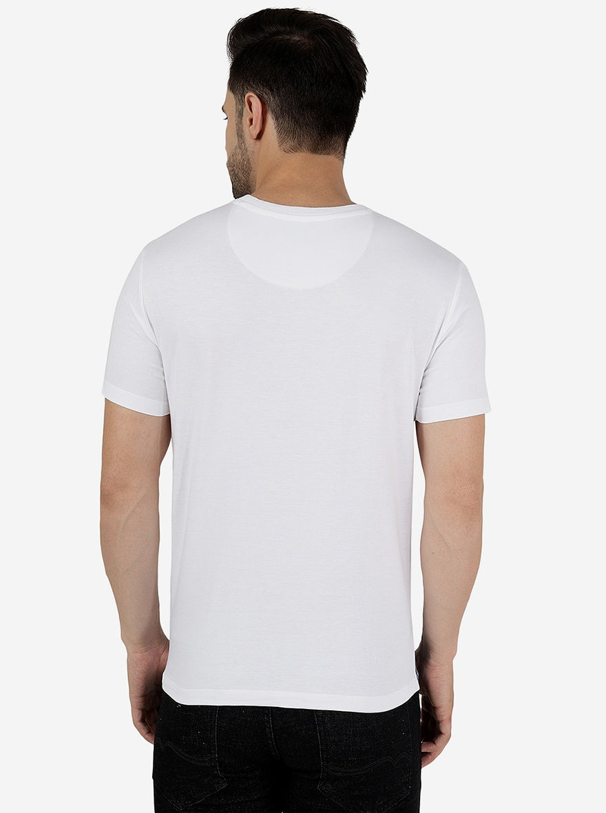 White Printed Slim Fit T-Shirt | pehervi