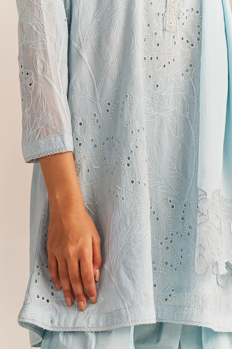 Powder Blue Embroidered Kurta Set