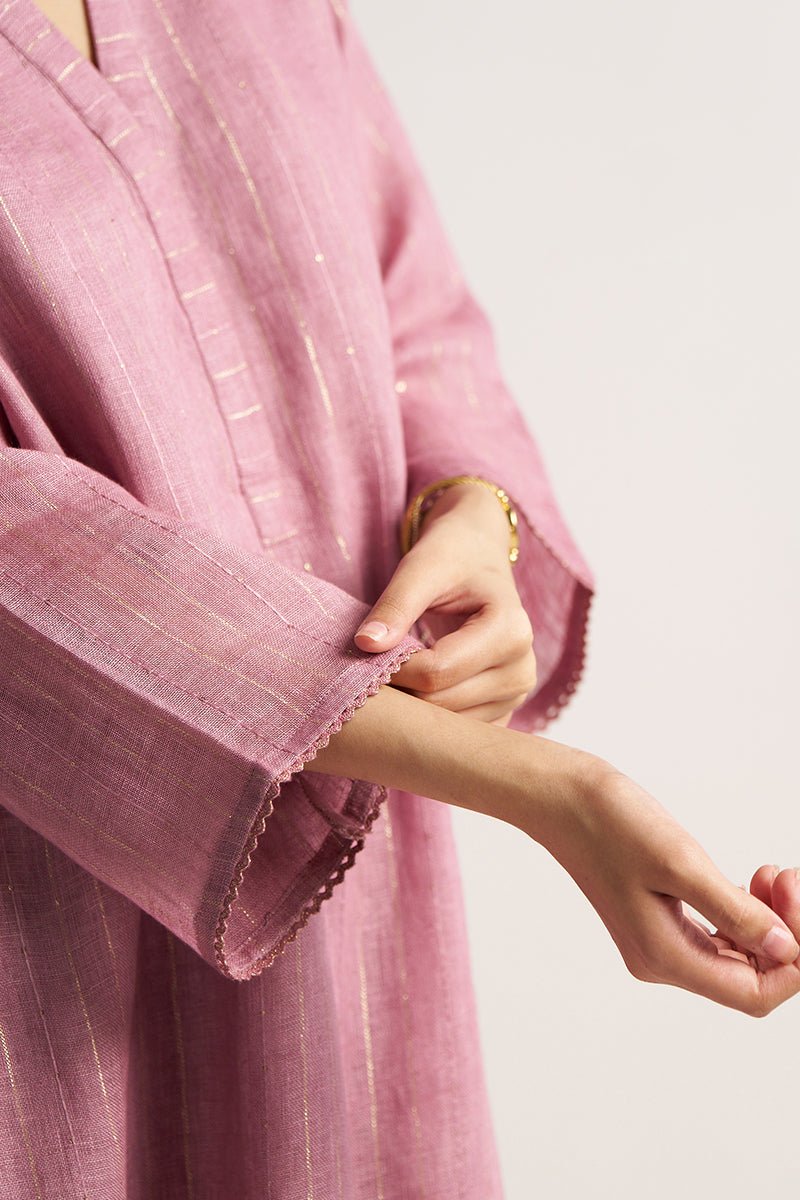 Lilac Zari Linen Festive Co-ord Set