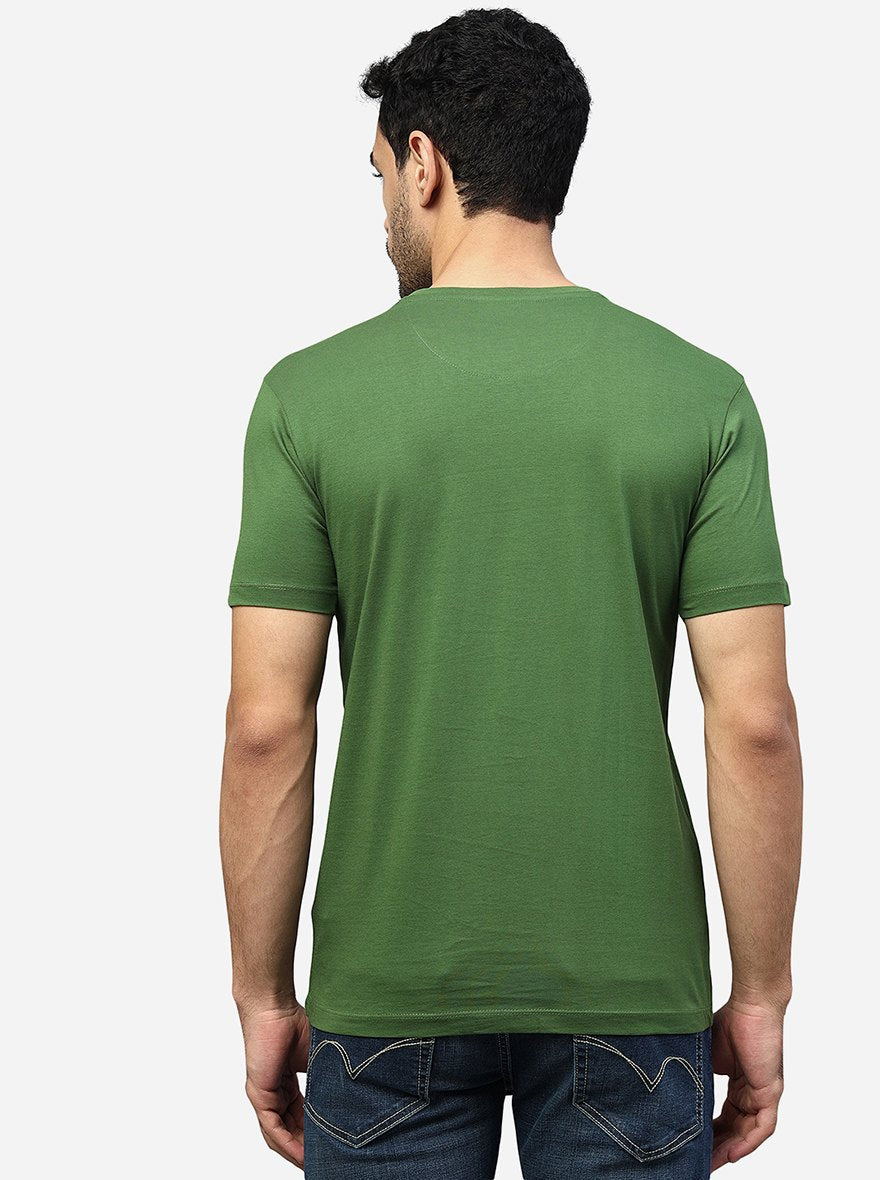 Green Printed Slim Fit T-Shirt | pehervi